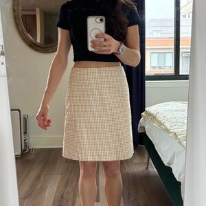 Ann Taylor Factory Beige Gingham Skirt